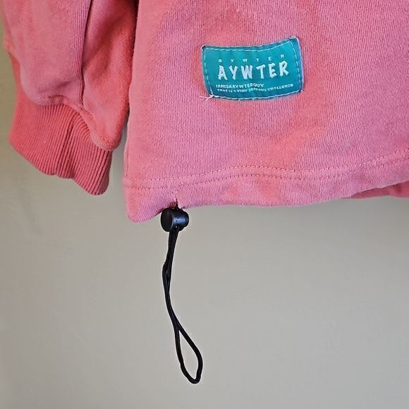 Aywter Popular Salmon Drawstring Waist Baggy Crewneck Graffiti Sweatshirt Sz XL - Picture 9 of 16
